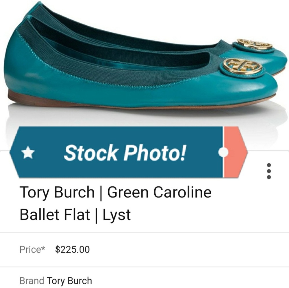 Tory Burch 8.5 Green Teal Caroline Ballet Flats